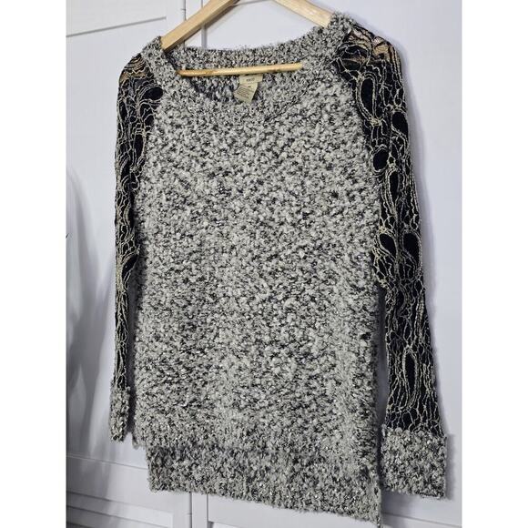 Escio Anthropologie Sweater Womens Medium Mixed Media Artsy Boho Popover - Picture 2 of 6